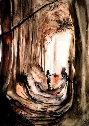 Painting titled "They only come out…" by Benny Smet, Original Artwork, Watercolor
