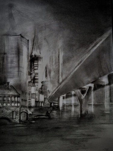 Рисунок под названием "Before the dawn..." - Benny Smet, Подлинное произведение искусства, Графит