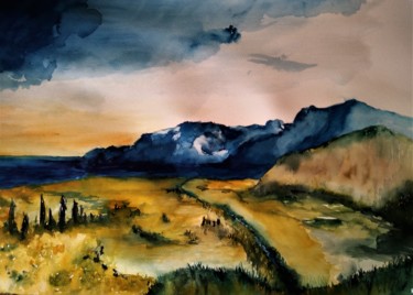 Peinture intitulée "Lago Di Garda" par Benny Smet, Œuvre d'art originale, Aquarelle