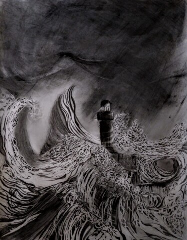 Dessin intitulée "Wild are the winds.…" par Benny Smet, Œuvre d'art originale, Graphite