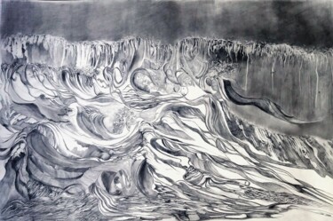 Dibujo titulada "Even the waves cry.…" por Benny Smet, Obra de arte original, Grafito