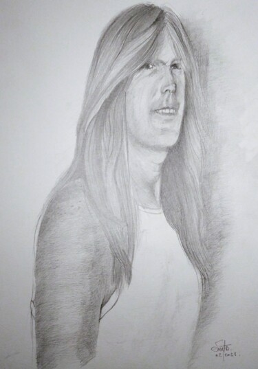 Drawing titled "Cliff Williams" by Benny Smet, Original Artwork, Graphite