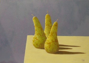 Картина под названием "Три груши." - Sergey Mikheev, Подлинное произведение искусства, Масло Установлен на Деревянная рама д…
