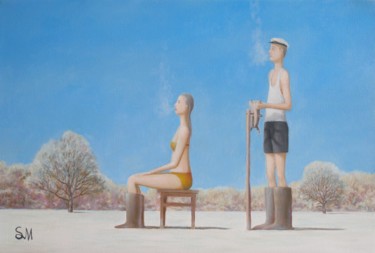 Картина под названием "Мечтатели." - Sergey Mikheev, Подлинное произведение искусства, Масло Установлен на Деревянная рама д…