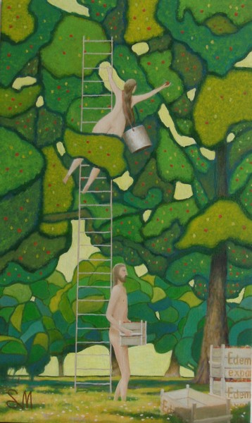 Peinture intitulée "Эдем, будни." par Sergey Mikheev, Œuvre d'art originale, Acrylique Monté sur Châssis en bois