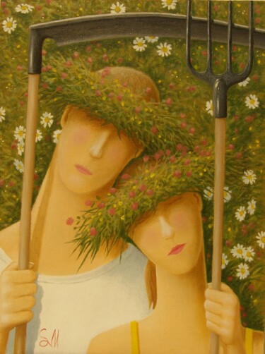 Картина под названием "И снится нам." - Sergey Mikheev, Подлинное произведение искусства, Масло Установлен на Деревянная рам…