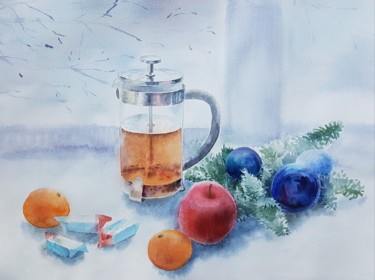 Pintura titulada "Winter light" por Irina Smirnova, Obra de arte original, Acuarela