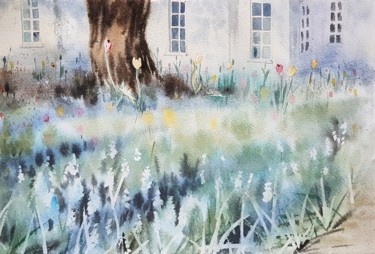 Картина под названием "Spring in the garden" - Ирина Смирнова, Подлинное произведение искусства, Акварель