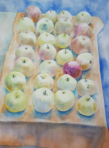 Картина под названием "The apples" - Ирина Смирнова, Подлинное произведение искусства, Акварель