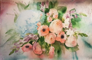 Pittura intitolato "Summerflowers 2" da Irina Smirnova, Opera d'arte originale, Acquarello