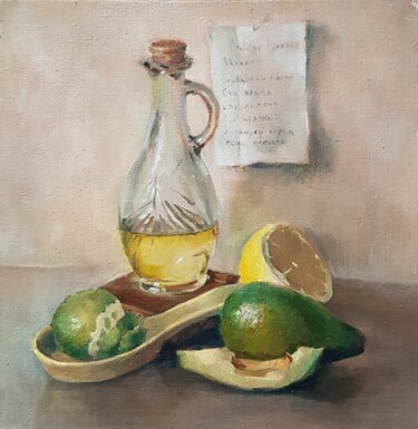 Pittura intitolato "recette de guacamole" da Irina Smirnova, Opera d'arte originale, Olio