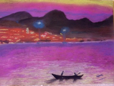 Peinture intitulée "The Evening Sky in…" par Smita Srivastav, Œuvre d'art originale, Pastel