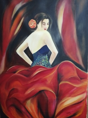 Pittura intitolato "Senorita...an oil p…" da Smita Srivastav, Opera d'arte originale, Olio