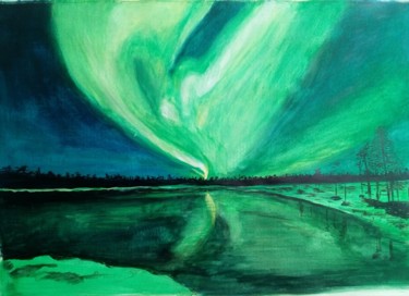 Pintura titulada "Aurora Borealis" por Smita Srivastav, Obra de arte original, Gouache