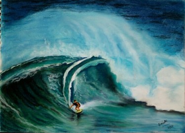 Schilderij getiteld "Teasing the Waves..…" door Smita Srivastav, Origineel Kunstwerk, Pastel