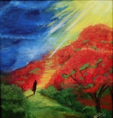 Painting titled "The Road Less Known…" by Smita Srivastav, Original Artwork, Acrylic Mounted on Wood Panel