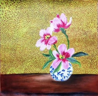 Peinture intitulée "Magnolias and honey…" par Smita Srivastav, Œuvre d'art originale, Huile