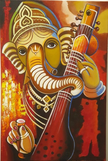 Painting titled "Vinayaka" by Smitazart, Original Artwork, Acrylic