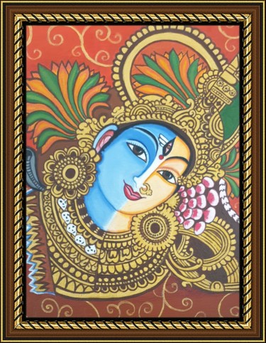 Painting titled "Ardhanarishwar" by Smitazart, Original Artwork, Acrylic