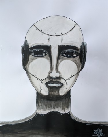 Peinture intitulée "Robot 3" par Fabien Romain (Smll), Œuvre d'art originale, Acrylique