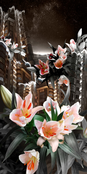 Digitale Kunst mit dem Titel "City flowers - phot…" von Elena Smurova, Original-Kunstwerk, Digitale Malerei