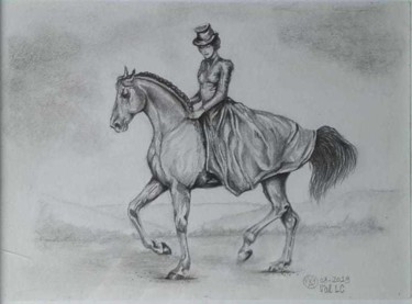 Drawing titled "Mademoiselle" by Valérie La Clarté, Original Artwork, Pencil
