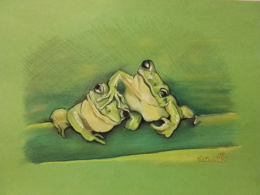 Рисунок под названием "Les grenouilles" - Valérie La Clarté, Подлинное произведение искусства, Пастель
