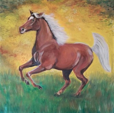 Peinture intitulée "Le cheval" par Valérie La Clarté, Œuvre d'art originale, Huile