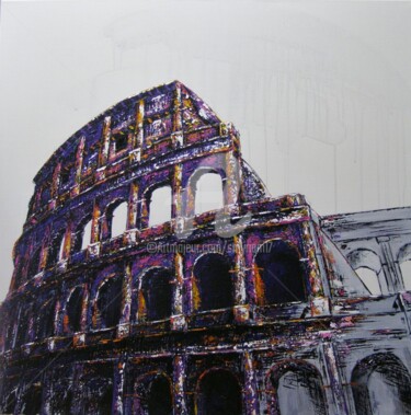Painting titled "Le Colisee" by Smyriam, Original Artwork, Acrylic Mounted on Wood Stretcher frame