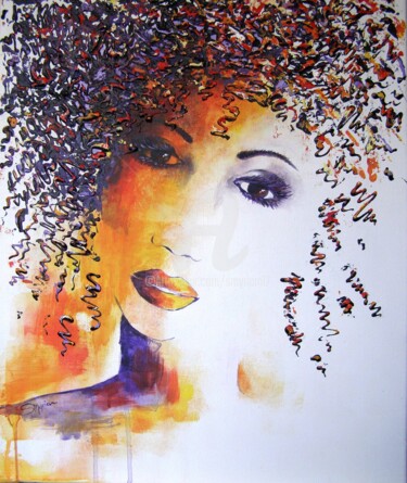 Painting titled "Zora" by Smyriam, Original Artwork, Acrylic Mounted on Wood Stretcher frame