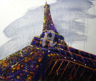 绘画 标题为“Tour Eiffel 1” 由Smyriam, 原创艺术品, 丙烯 安装在木质担架架上
