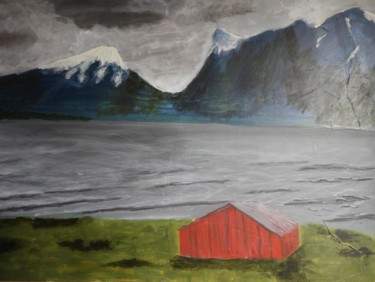 Schilderij getiteld "Langfjorden" door Wolfgang H. Schmutz, Origineel Kunstwerk, Acryl
