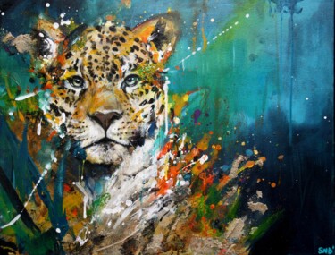 Pintura titulada "Jaguar ." por Snd', Obra de arte original, Acrílico Montado en Bastidor de camilla de madera