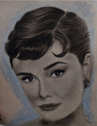 Drawing titled "Audrey Hepburn" by Sneha Lobo, Original Artwork, Charcoal