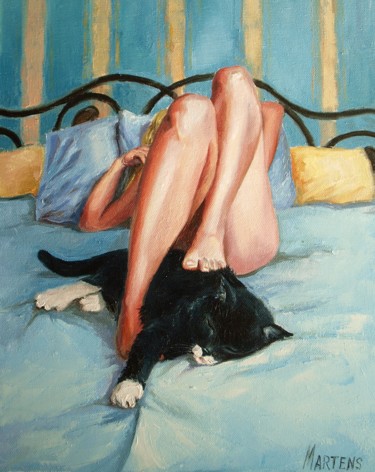 Картина под названием "Тихий час" - Martens, Подлинное произведение искусства, Масло