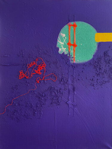 Evening New York. Purple minimalistic painting Art No. 107 Peinture intitulée "Evening New York. P…" par Snezhana Denis, Œuvre d'art originale, Acrylique
