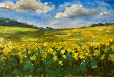 Peinture intitulée "Solar sunflowers" par Svetlana Snezhko, Œuvre d'art originale, Huile