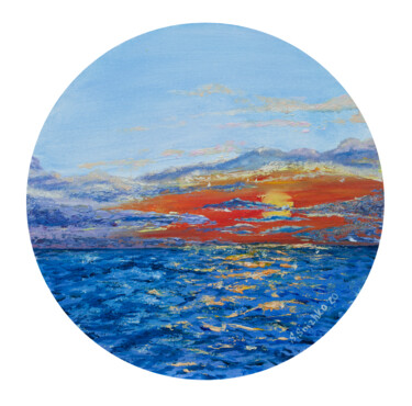 Painting titled "Dawn at sea" by Svetlana Snezhko, Original Artwork, Oil