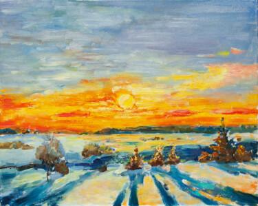 Painting titled "Nice winter morning" by Svetlana Snezhko, Original Artwork, Oil