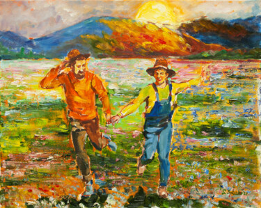 Painting titled "Friendship oil pain…" by Svetlana Snezhko, Original Artwork, Oil