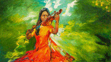 Painting titled "The music of the so…" by Svetlana Snezhko, Original Artwork, Oil