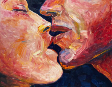 Peinture intitulée "Kiss Me" par Svetlana Snezhko, Œuvre d'art originale, Huile