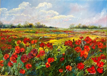 Malerei mit dem Titel "Poppy fields" von Svetlana Snezhko, Original-Kunstwerk, Öl