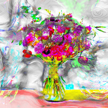 Pittura intitolato "Ce bouquet, pour to…" da Sniegourotchka, Opera d'arte originale, Pittura digitale