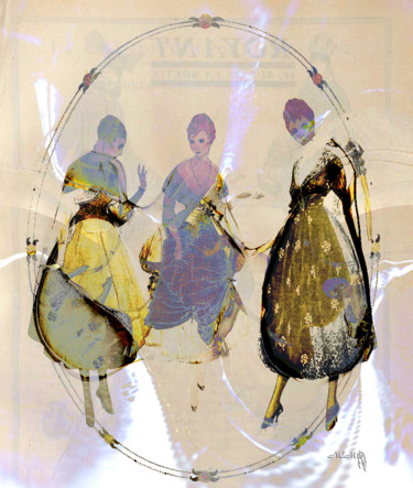 Peinture intitulée "Les Élégantes. Troi…" par Sniegourotchka, Œuvre d'art originale, Peinture numérique