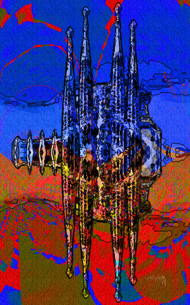 Painting titled "La Sagrada Familia.…" by Sniegourotchka, Original Artwork, Digital Painting