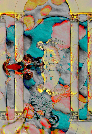 Malerei mit dem Titel "Le murmure des ange…" von Sniegourotchka, Original-Kunstwerk, Digitale Malerei