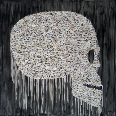 Painting titled "Dark Headskull" by Sniktwo, Original Artwork, Acrylic Mounted on Wood Stretcher frame