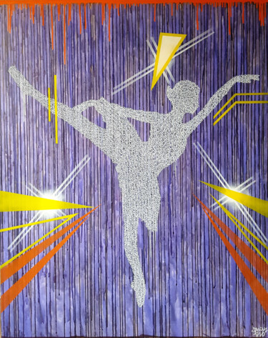 Painting titled "Graffik ballerine" by Sniktwo, Original Artwork, Marker Mounted on Wood Stretcher frame