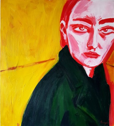 Painting titled "She" by Natalia Sintsova, Original Artwork, Acrylic Mounted on Wood Stretcher frame